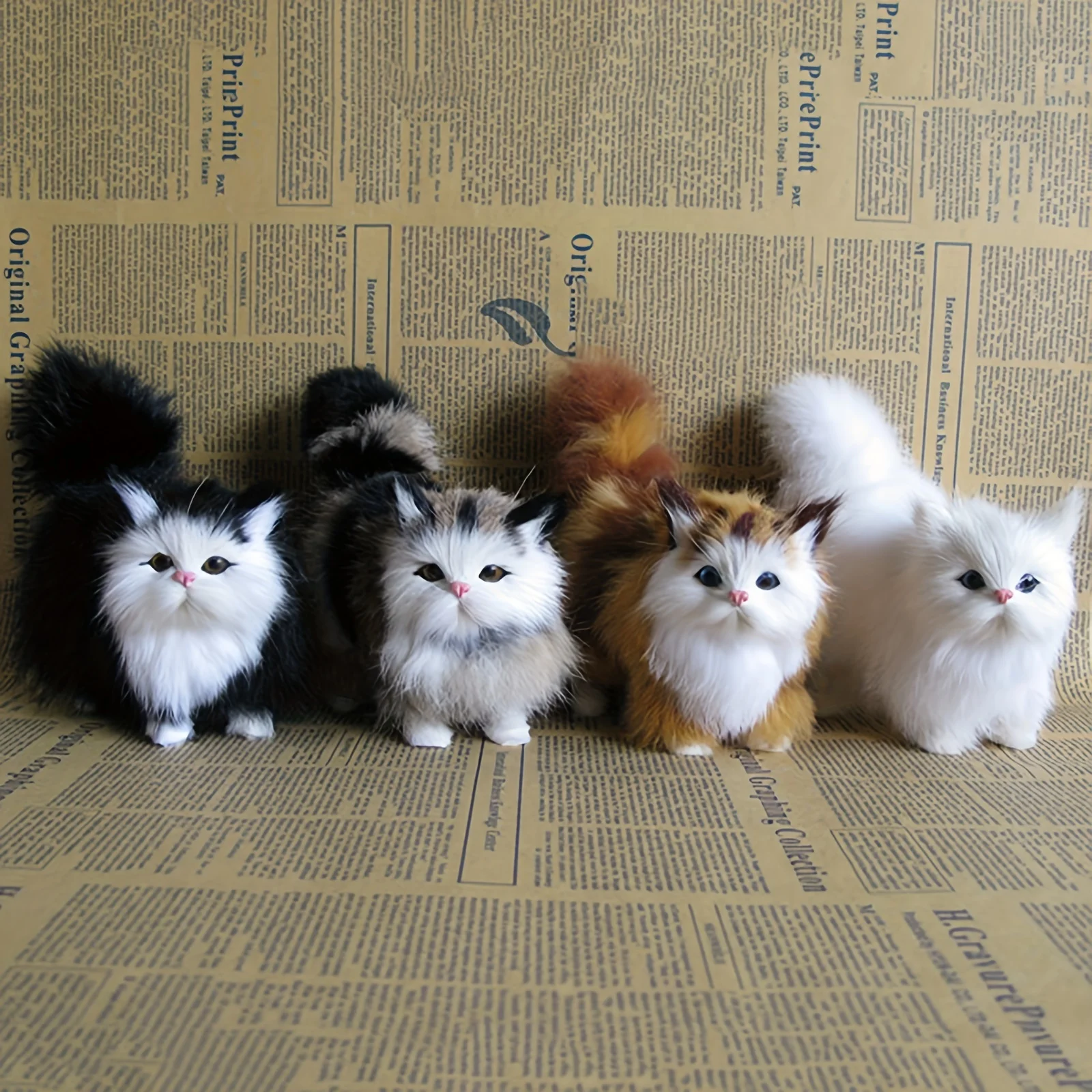 Soft Simulation Cat Plush Toys Stuffed Kitten Model Fake Cats Realist Animals for Birthday Valentine's Day Gift