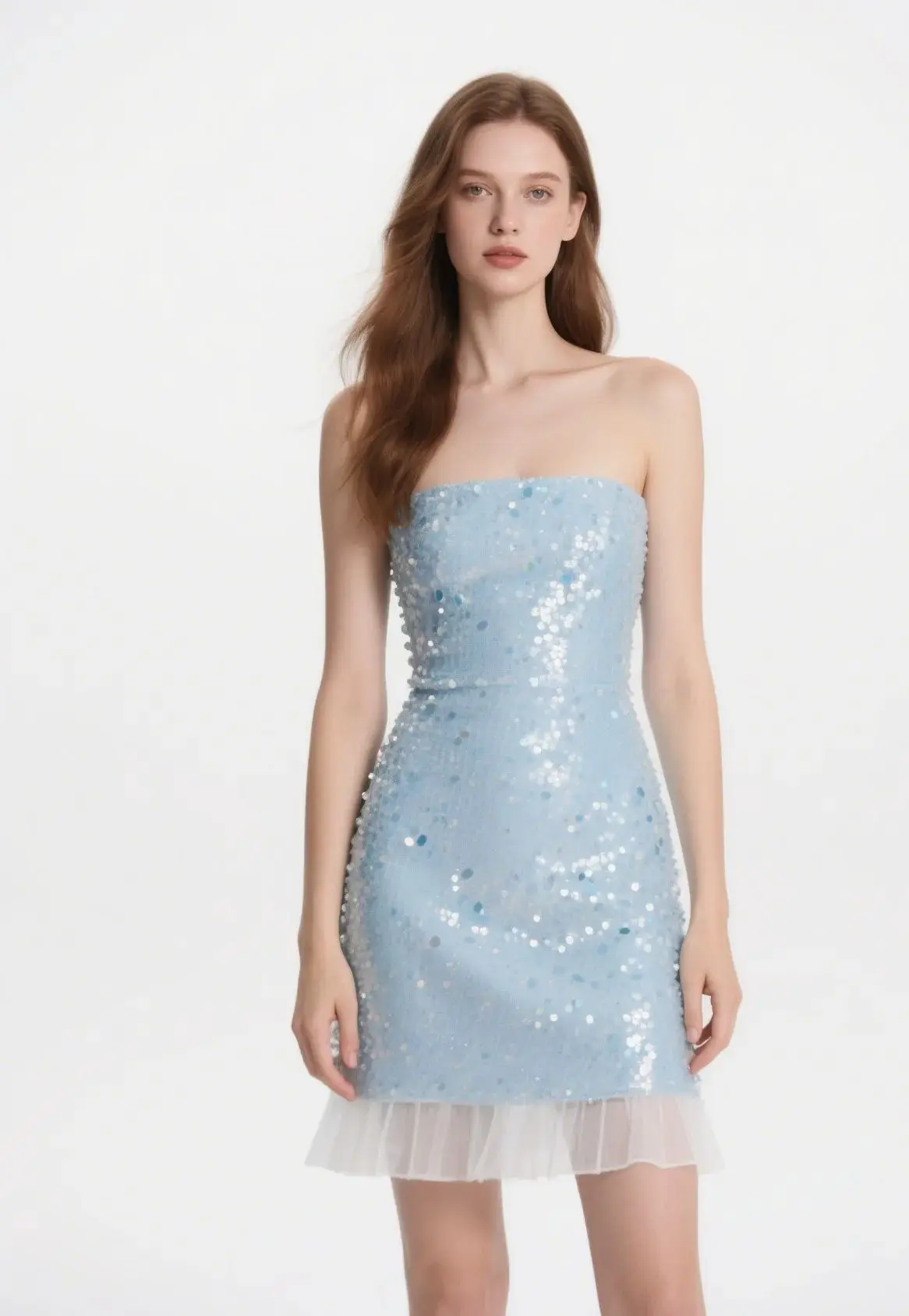 

Sexy Elegant Sheath Birthday Party Evening Dress Strapless Sleeveless Sequin Tulle Mini Cocktail Party Gown 2025 free customized