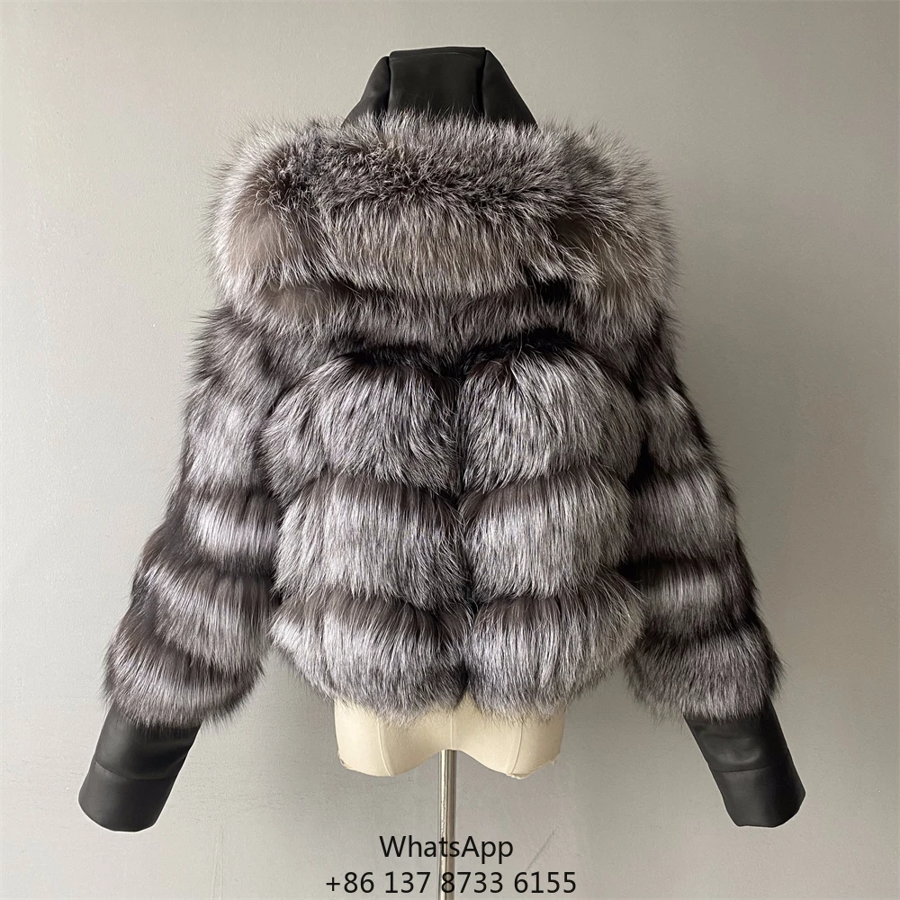 Whole Skin Fox Fur Coat Female Real Fox Fur Coat Jacket Cropped Custom Real Fox Fur Coat Women Winter