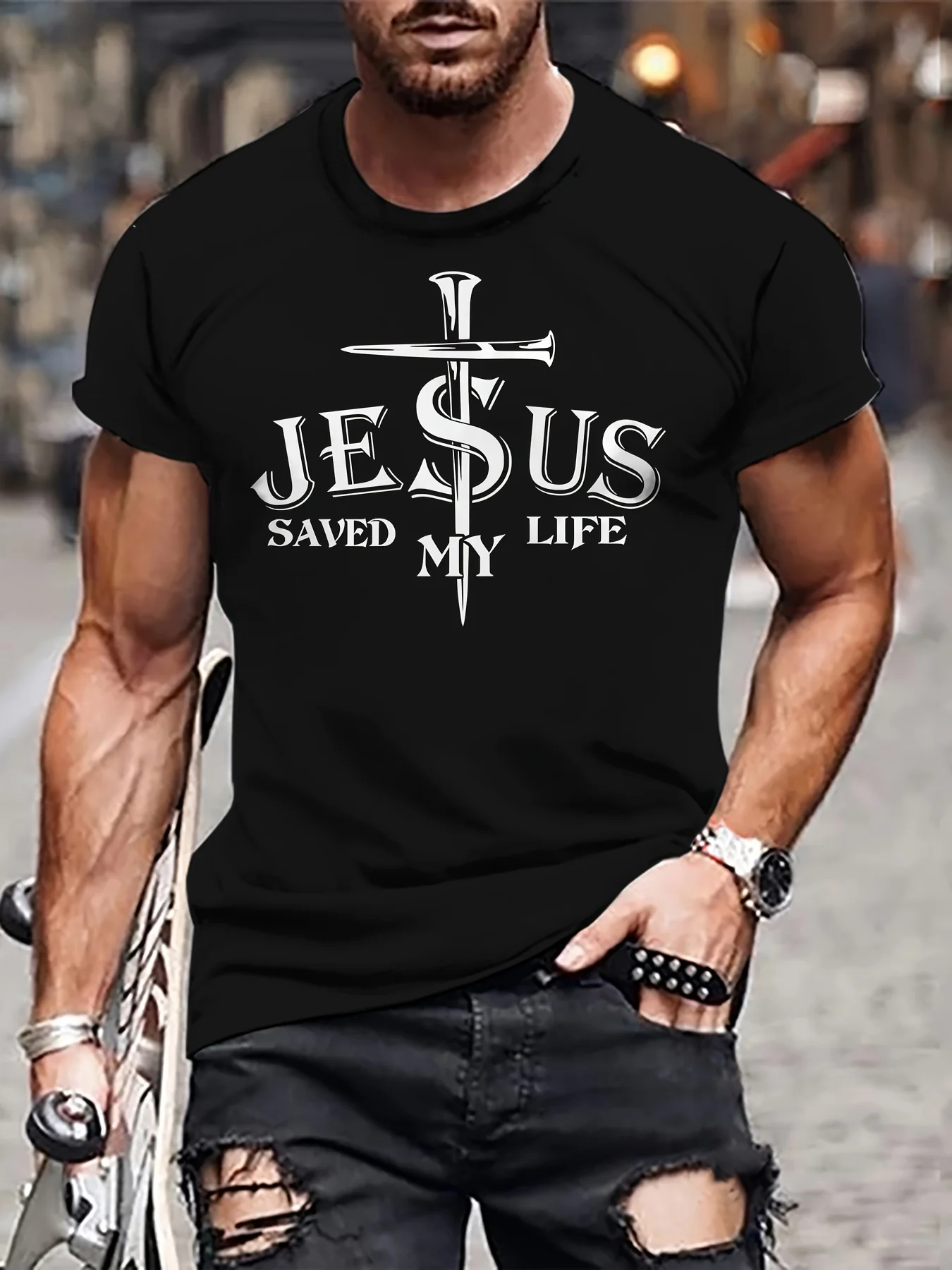 Pearson Select Men's Summer Printed Fashion T-Shirt  Men's European Style Casual Sports T-Shirt  Fashion Trend T-Shirt