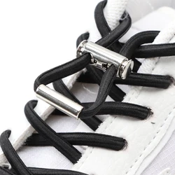 1Pair New Round Elastic Shoelaces for Sneakers Metal Lock Shoelace Without Ties Lazy Kids Adult Quick Lace Rubber for Shoe Boots