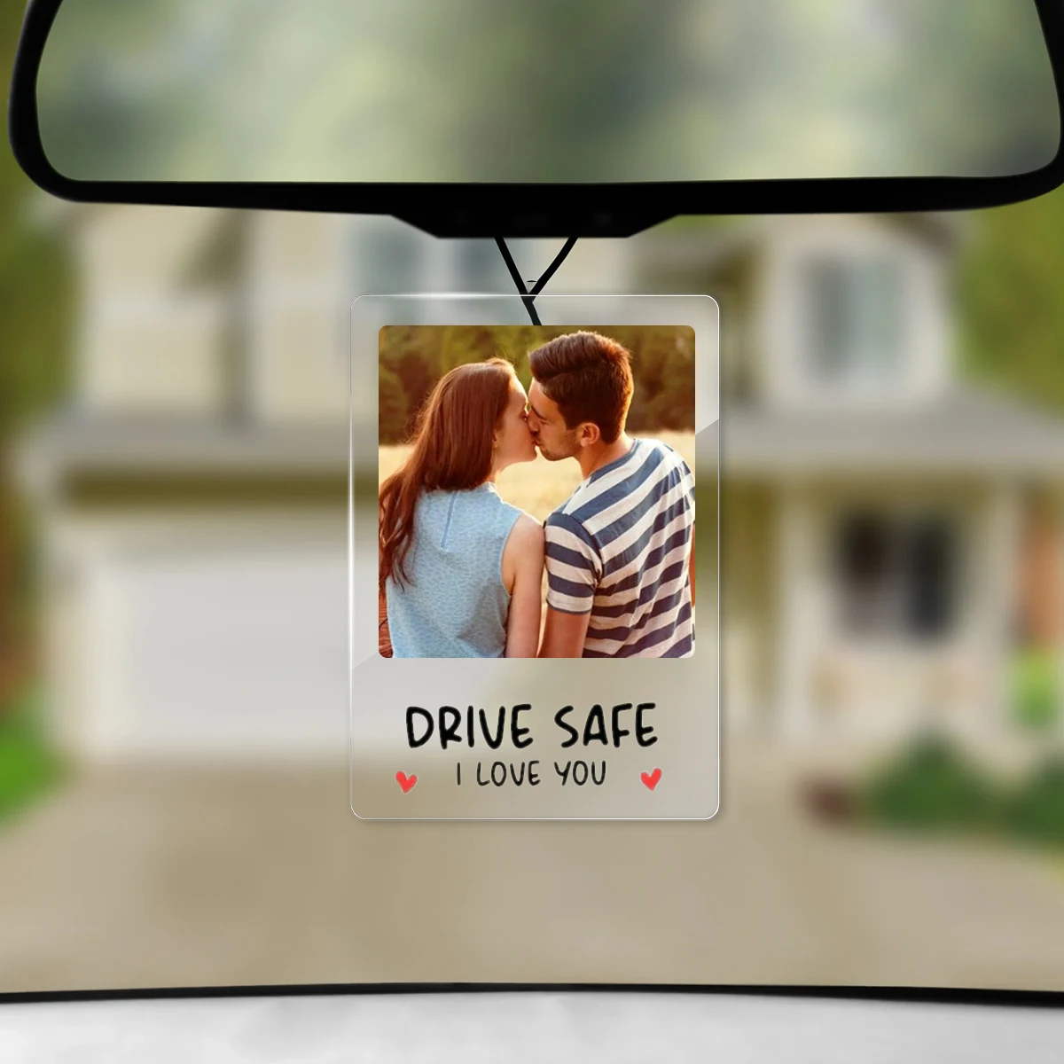 Customized acrylic personalized text photo car pendant to give as Valentine's Day gift to family and friends