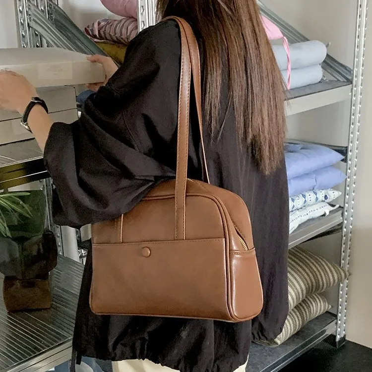 

Ретро-сумка-кофейник через плечо для женщин, из мягкой искусственной кожи, вместительная сумка-багет, женская сумка-тоут, дамская сумочка