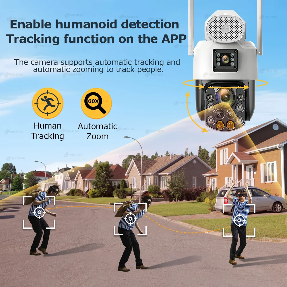 4K AOV 24/7 Hours Solar Camera 4G SIM 60X Optical Zoom PTZ Human Auto Tracking Security 10MP Home Outdoor Surveillance 31200 Mah image 6