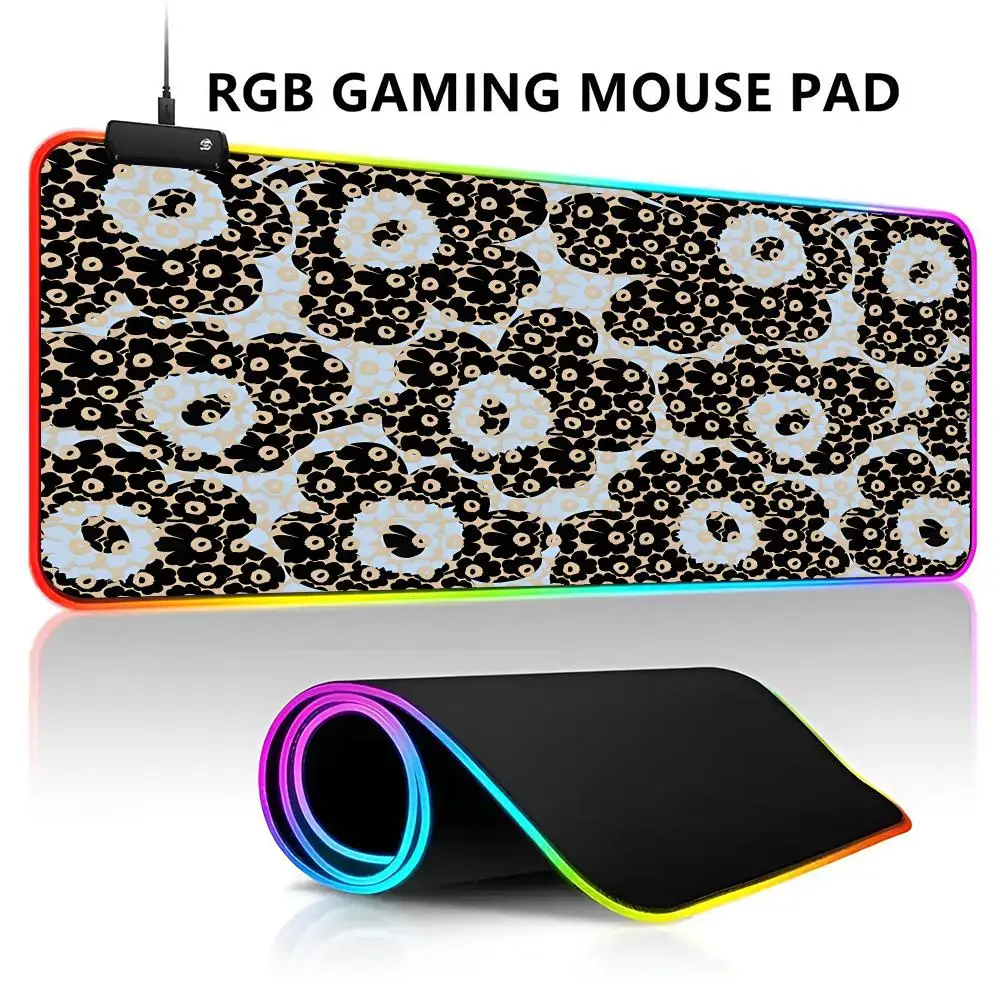 

Marimekko Plead Cover Halloween RGB LED Light Gaming Mousepad Waterproof Large Gamer Mouse Carpet Big Mause Keyboard Pad PC Desk