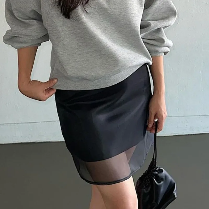 タレンザ黒メッシュスカートファッションセクシーなシースルーハイウエストフィットミニスカートエレガントパーティーヴィンテージ通勤女性新しいスカート