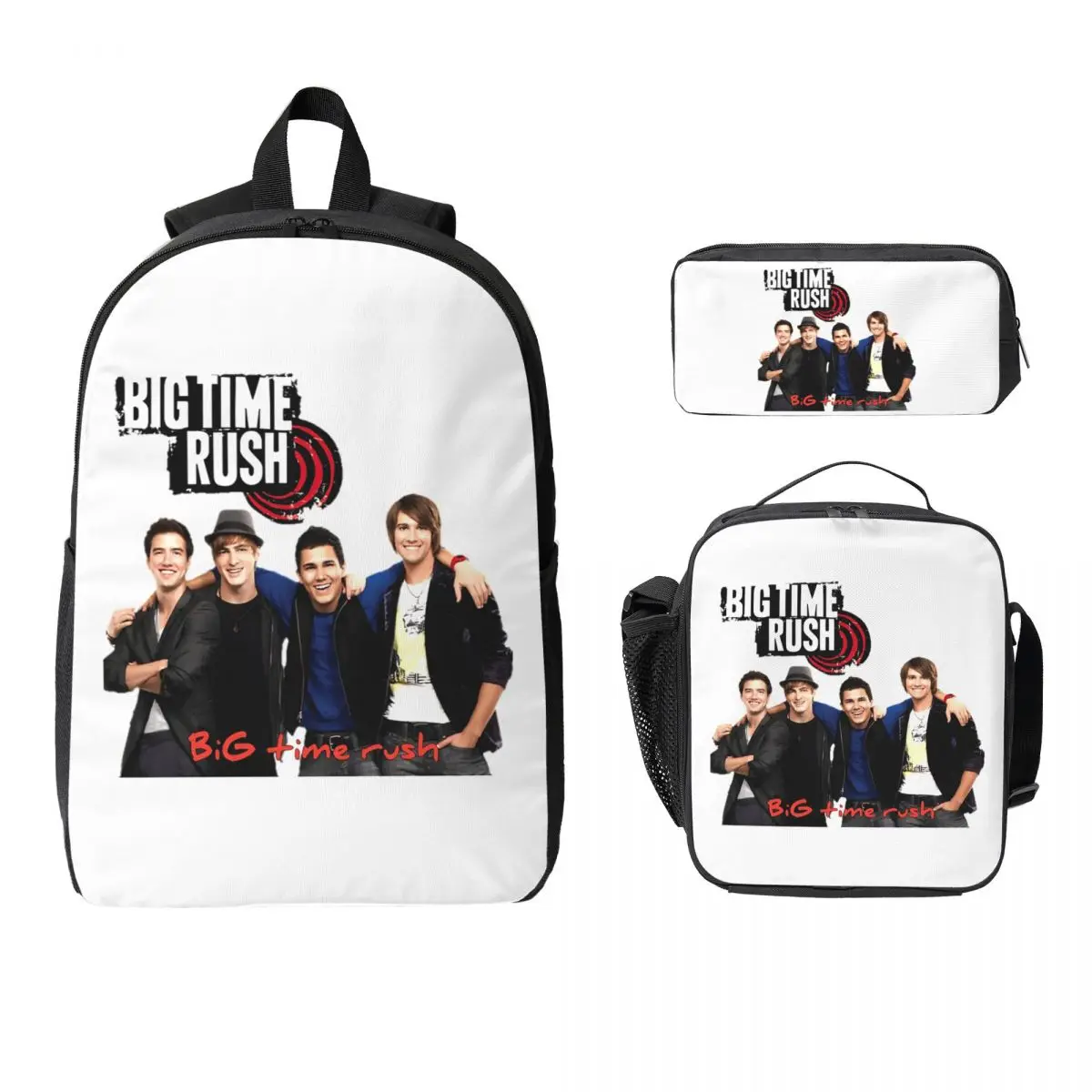 Big Time Rush Music Band Tour Logo Backpack BookBag School Bag Computer Shoulder Bags 3ps Insulated Lunch Bag Pencil Case