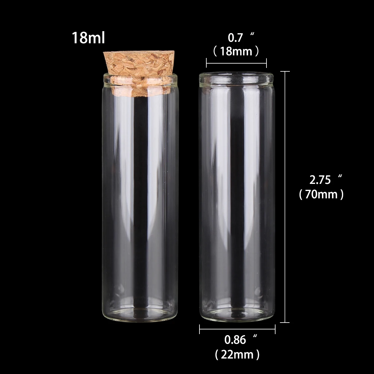 

210 pieces 18ml 22x70mm Transparent Glass Test Tube with cork stopper Spice Jars for Art DIY Crafts Wedding Favor