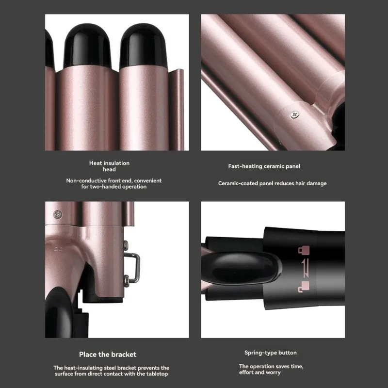 A33F Trend EU Plug 5-In-1 Multifunctional Curling Iron Set With Interchangeable Titanium Coated Barrels, LCD Display, 110-220V