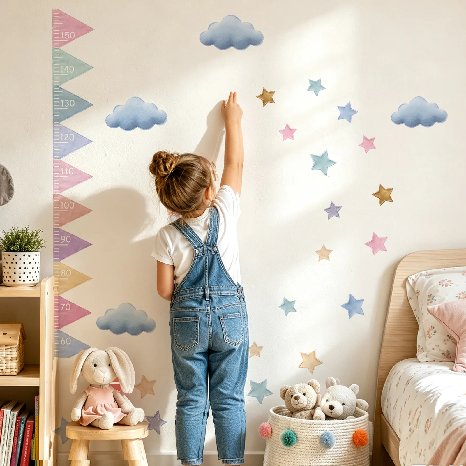 Triangle Arrow Height Chart Wall Sticker Removable Growth Ruler Self Adhesive Geometric Wall Decal Home Bedroom Interior Decor