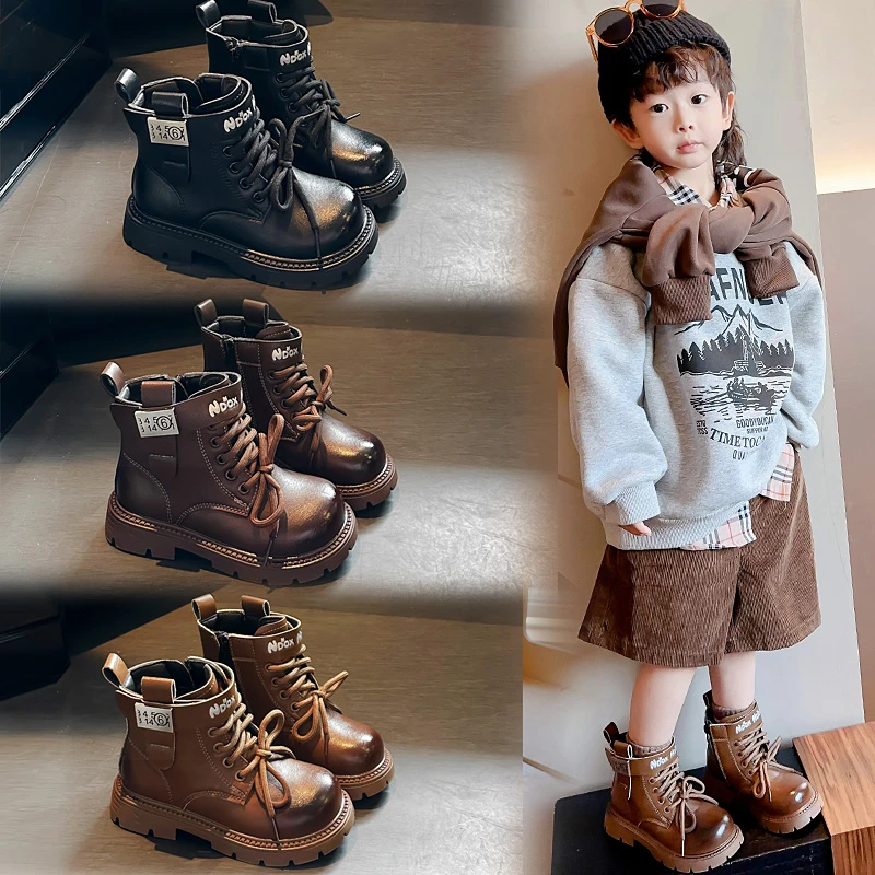 

Детские повседневные короткие ботинки, осень 2024, детские ботильоны, модные уличные универсальные винтажные кожаные ботинки для девочек