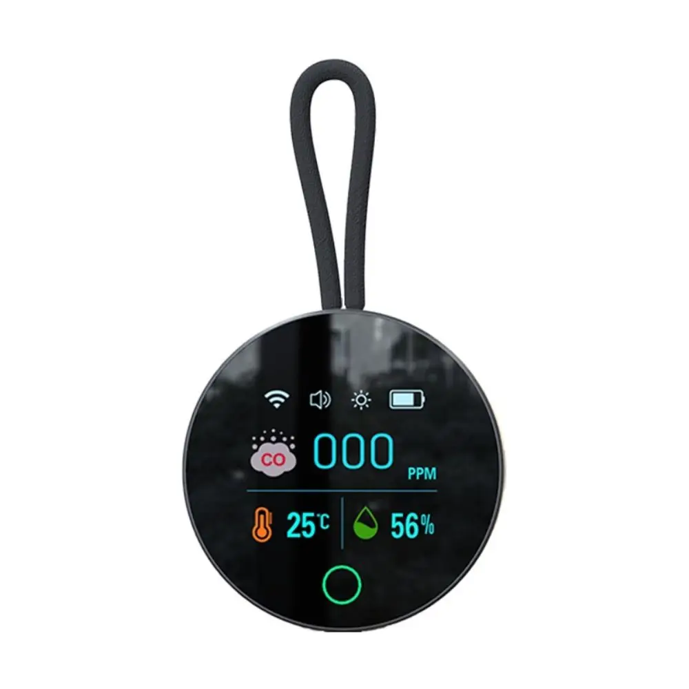 휴대용 3 in 1 일산화탄소 감지기 CO 자기 흡입 공기 감지기 온도 1000mAh 공기 품질 모니터 여행
