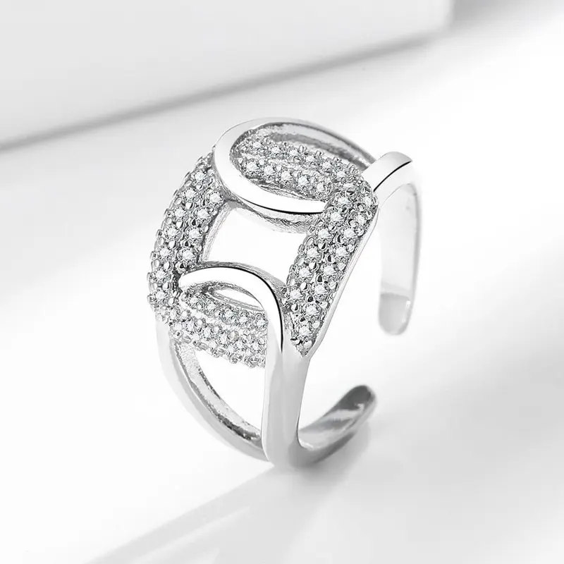 Korean-style fashionable and individual women's ring, 925% pure silver fashionable and simple jewelry