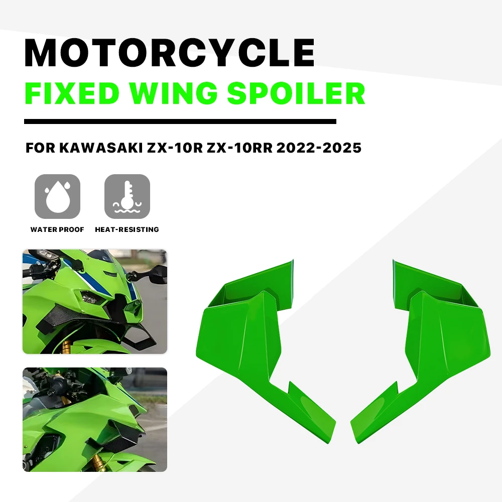 

Motorcycle Fairing front side Fixed Wing For Kawasaki ZX-10R ZX10R ZX 10RR 2022 2023 2024 2025 Winglet Spoiler green wing