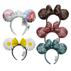 Disney-Diadema con orejas de Mickey Frozen, diadema de Minnie para Cosplay, diadema con letras Disneyland, regalo, 2024