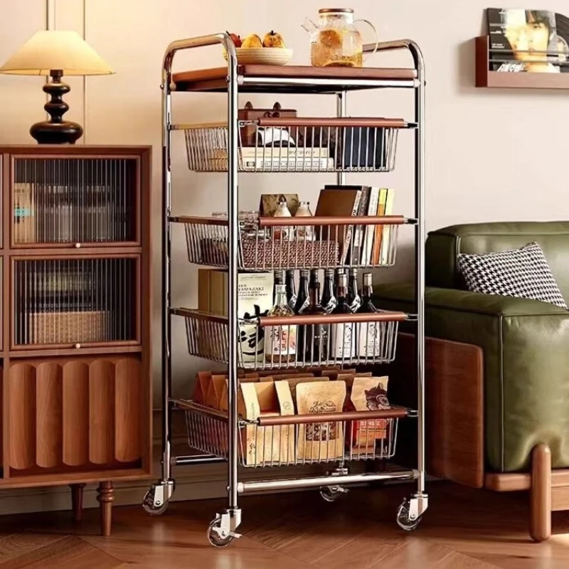 

Roller trolley rack living room snack storage organizers wheel storage furniture kitchen serving trolley home grocery trolley