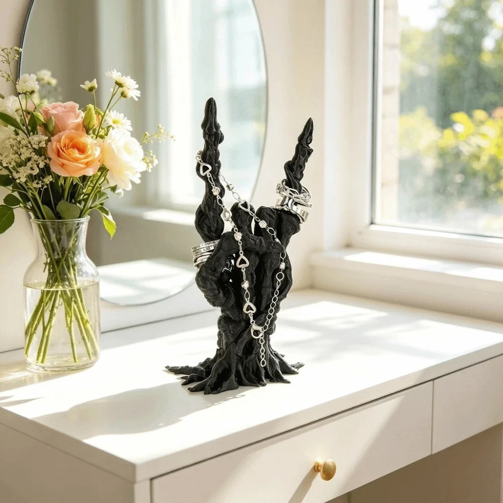 Creative Black Ghost Hand Display Stand Demon Shape Lightweight Ring Display Stand Dark Deadwood Style Gothic Style