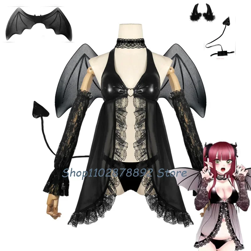 Sexy Devil Rizu Kyun Cosplay Anime Cosplay Costume Kitagawa Marin Black Bikini Cosplay Kuroe Shizuku Wig