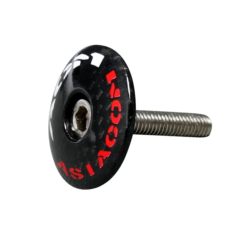 Bicycle Headset Stem Cover 3K Carbon Fibre Bicycle Stem Top Cap 28.6mm1 1/8 Stem Steerer Plug Cover with Bolts Carbon Bike Parts