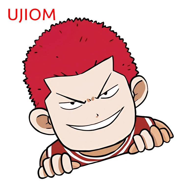 UJIOM 13cm X 12.2cm Personality Sakuragi Hanamichi Amusing Anime Wall Stickers Peeking Bedroom Decal Creativite Windows Graphics