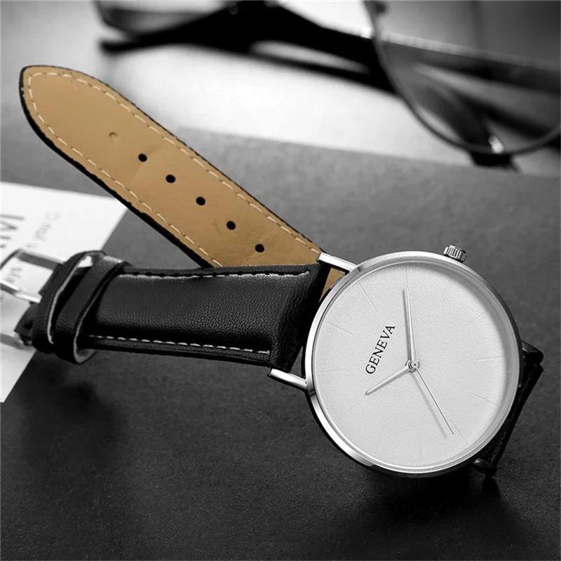 GENEVA Brand Men Watches Simple Sports Men\'s Quartz Wristwatch Leather Watchband Fashion Casual Watch for Men relogios masculino