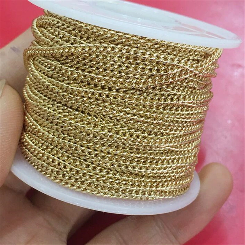 14K Gold Color Plated Brass Twist Link Chains for Diy Jewelry Making Accessories Nickle Free Extend Tail Necklace Chain Material