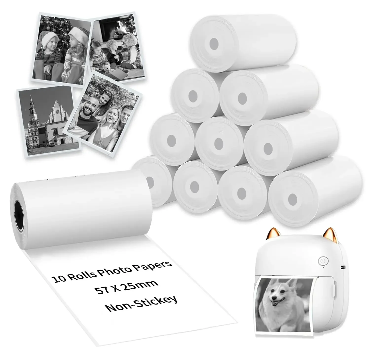 57x25MM Mini Thermal Paper HD Printing Label Sticker Applicable For Kids Instant Print Cameras For Photo Journal Notes Kids Gift