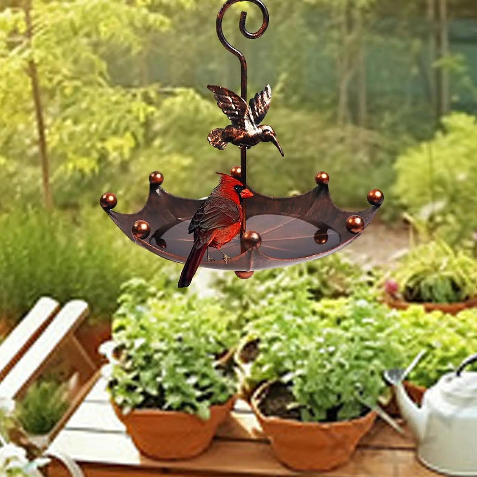 

Hanging Bird Bath with Hook Decorative Birdhouse Yard Water Bowl Bird Feeder for Park Deck Wildbird Drinking Backyard Balcony