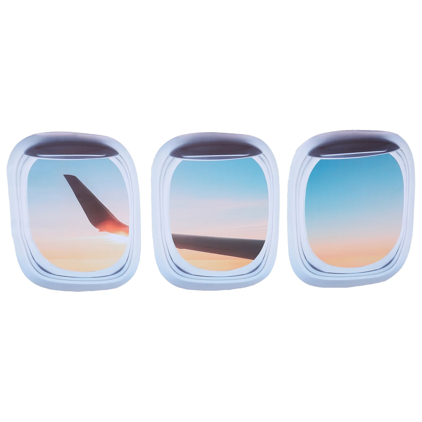 3 Pcs Stickers Tile Sky Landscape Wall Decal Simulation Airplane Window Clings Three- Dimensional Ceramic