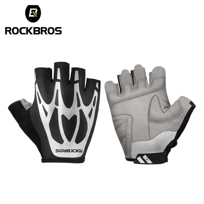 ROCKBROS Halloween Riding Gloves Reflective Half Finger Gloves For Outdoor