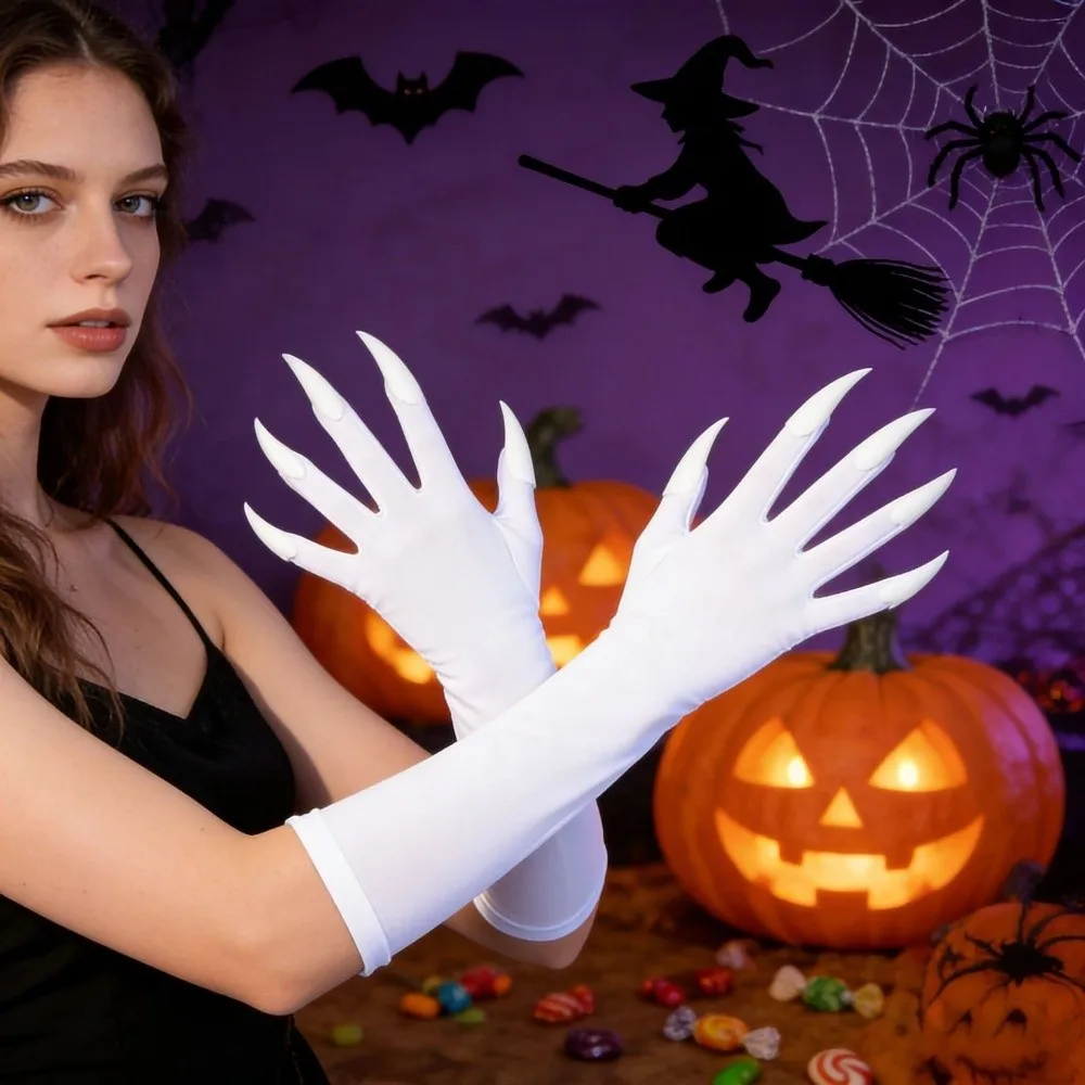 Cool Cosplay Costume Props Halloween Ghost Claw Gloves Scary Funny Long Nails Gloves Dress Up Paw Gloves Party Costume