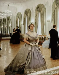 Customized Vintage Lilac Purple Prom Dresses Elegant Strapless Edwardian Era Duchess Tea party Victorian Evening Gowns