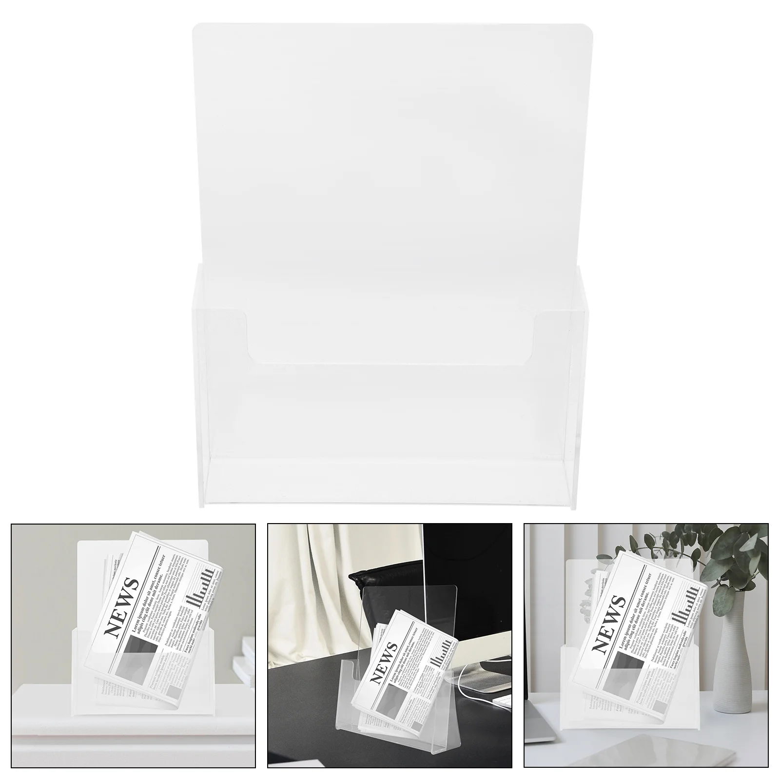 

Acrylic Brochure Display Stand Transparent Space Saving Brochure Holder for Home Office Document Magazine Organizer