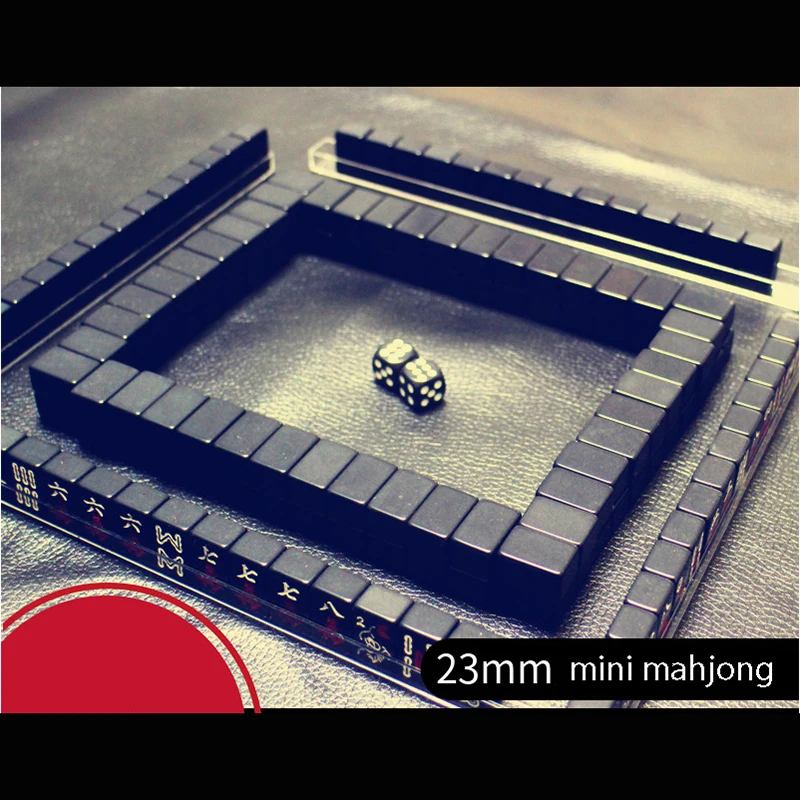 

Hot Mini Portable Mahjong 23/24mm High Quality Black/Red 144pcs mahjong tiles Chinese travel Funny Family Table Board Game P18