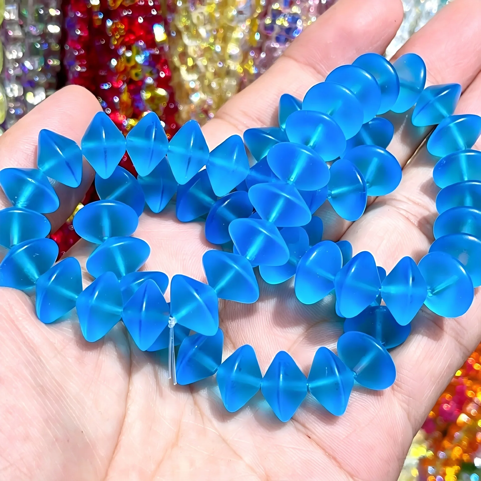 10 Stück 11x14MM Glas-Abacus-Perlen, modische UFO-Abstandsperlen für handgemachte Armbänder, Halsketten, DIY-Schmuckherstellungszubehör – Detail 4