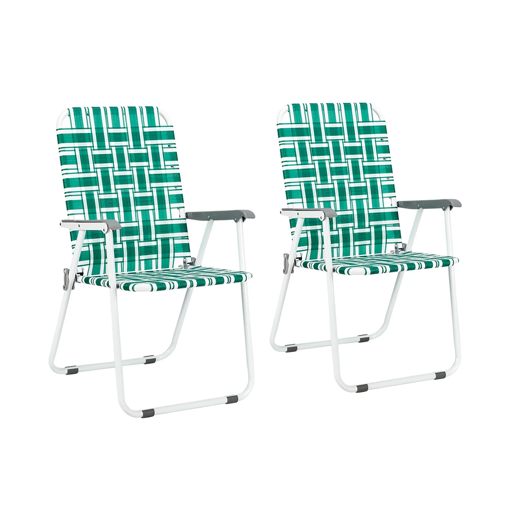 

2pcs Folding Beach Chair Steel Tube PP Webbing Outdoor Garden Chair Bearing 120kg 4 Colors[US-Stock]