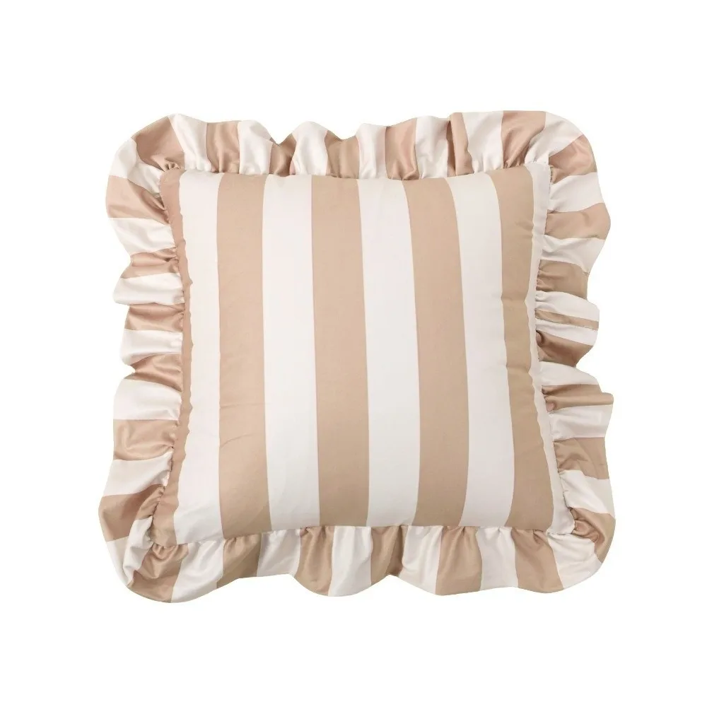 New Striped Pillow Case Cover Lotus Leaf Skirt Edge Soft Pillowcase Home Decor Velvet Cozy Cushion Cases Bedroom Living Room