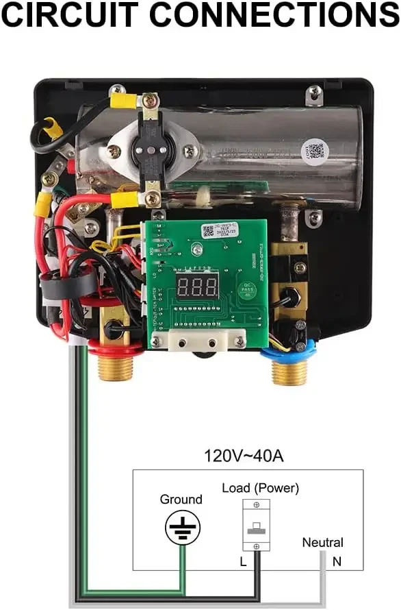 سخان مياه بدون خزان 120 فولت، نقطة الاستخدام سخان مياه ساخن فوري، 3.5 كيلو وات (TE04B) سخان مياه ساخن للحوض مع تعديل ذاتي