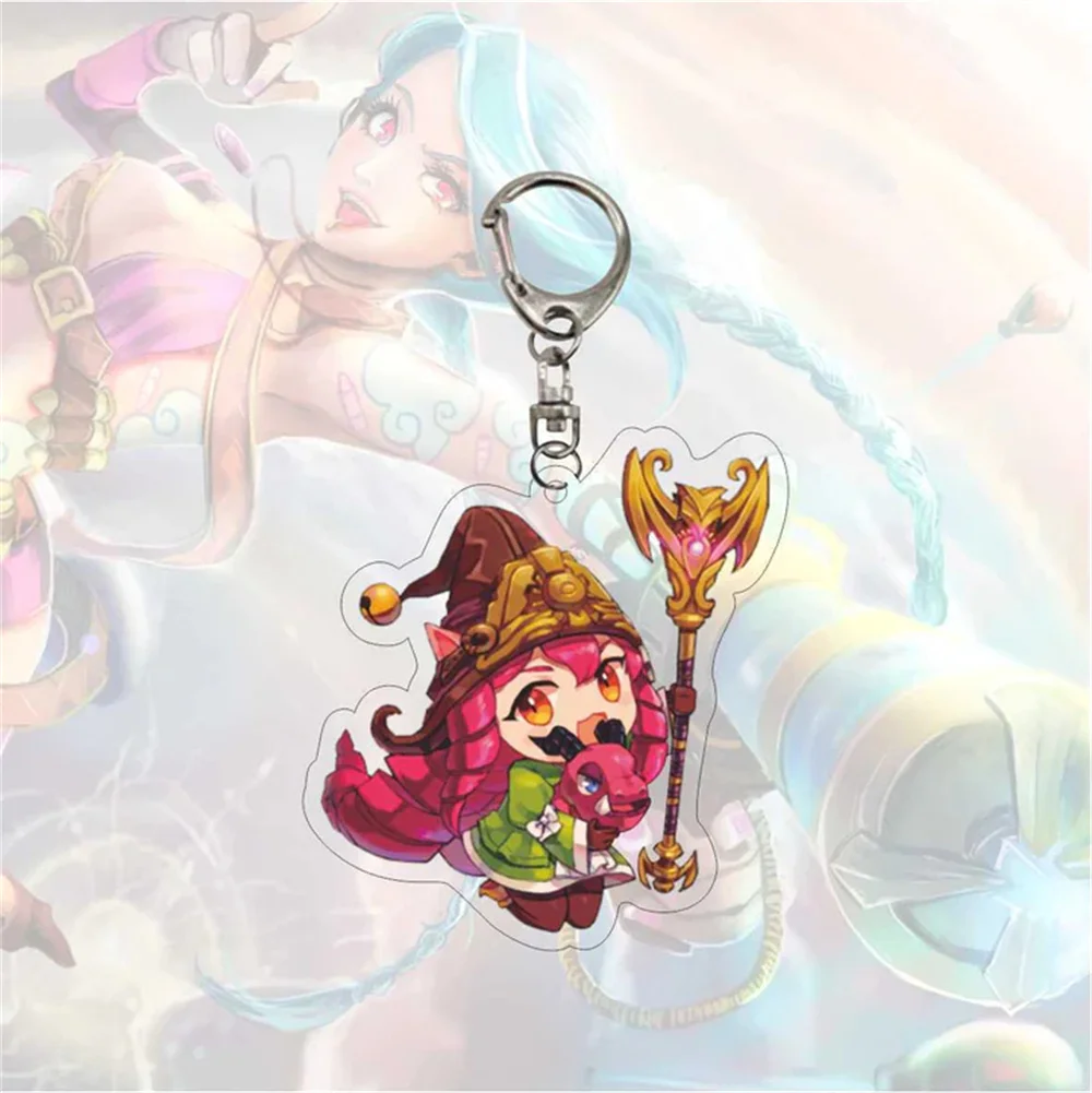 New Anime  Game League of New Legends Keychains LOL Key Chains Acrylic Figures Decoration Yasuo Ahri Riven Rakan Bag Pendant  Gi