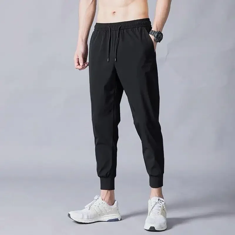 Spring Autumn Thin Style Men's Casual Pants Long Trousers Youth Slim Fit Nine Point Leisure Sports Sweatpants