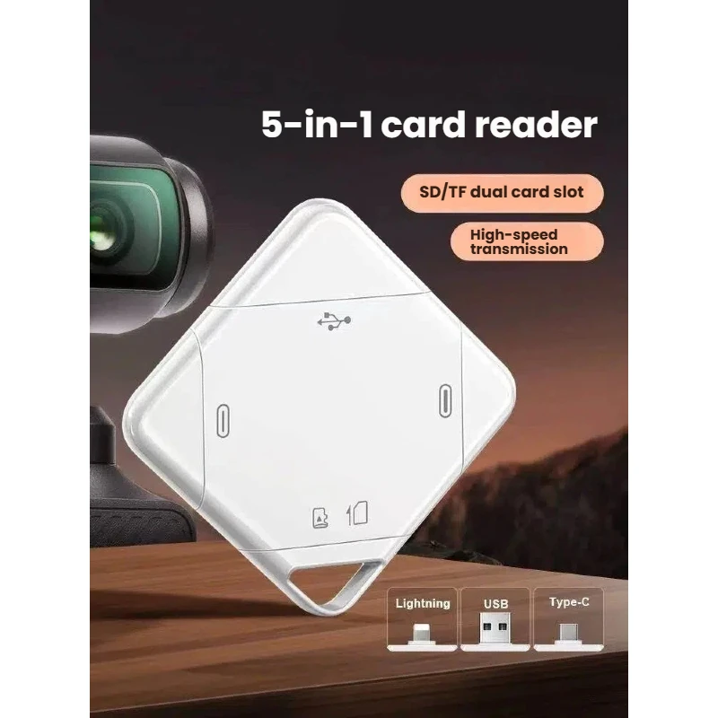 Netac 5-in-1 USB 3.0 Card Reader - Lightning/Type-C/USB for iPhone, Android, PC | Dual SD/TF Slots | Magnetic