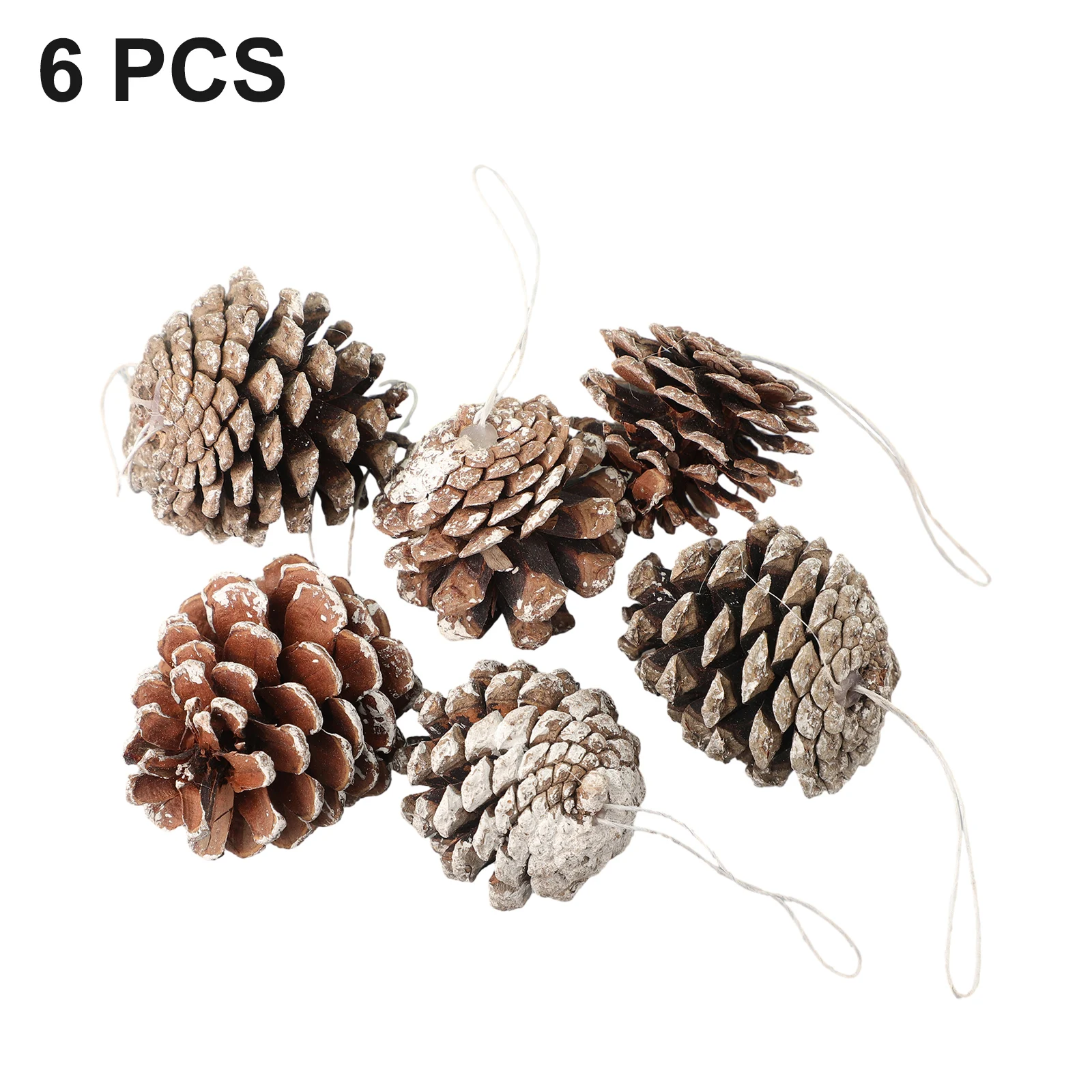 6pcs Small Christmas Natural Pine Cone Nuts Fake Plant Artificial Flower Pineapple Cones Set For Xmas New-Year Home Decor DIY