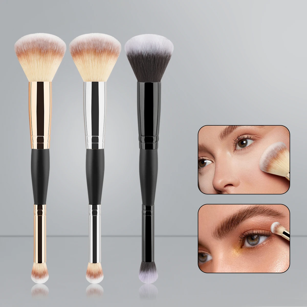 Double Head Professional Makeup Brushes 2 In 1 Foundation Brush Concealer Highlighter Powder Blush Brush Beauty Make Up Tools