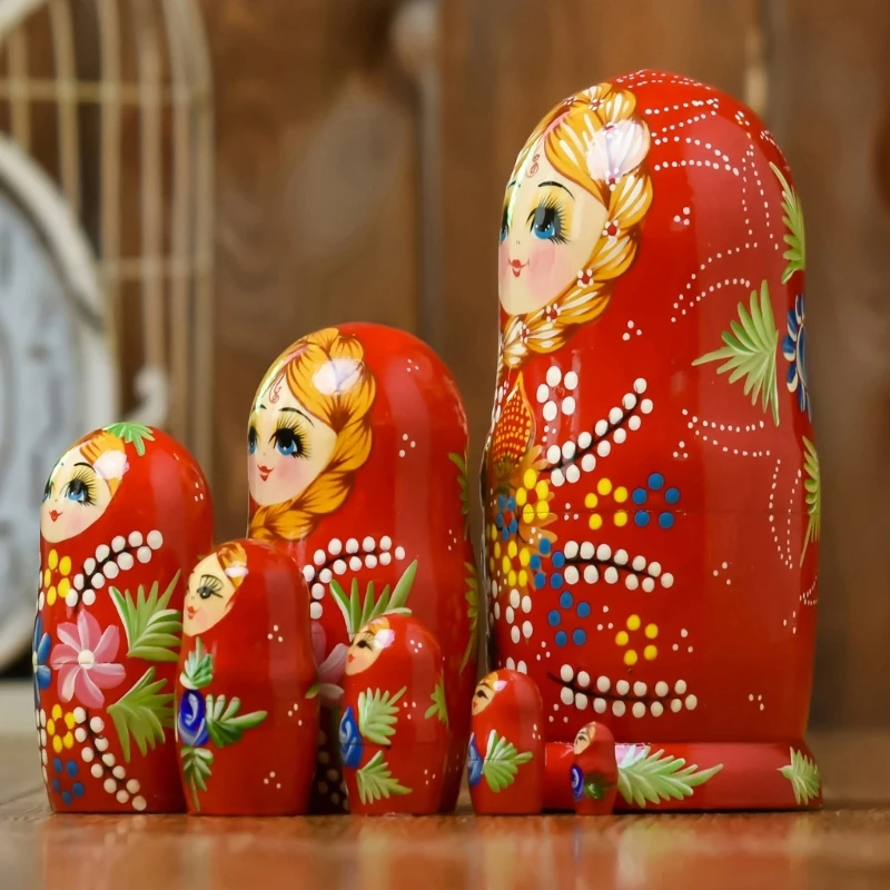 7Layer Matryoshka Russian Nesting Dolls Kids Stacking Toy Festival Home Decors