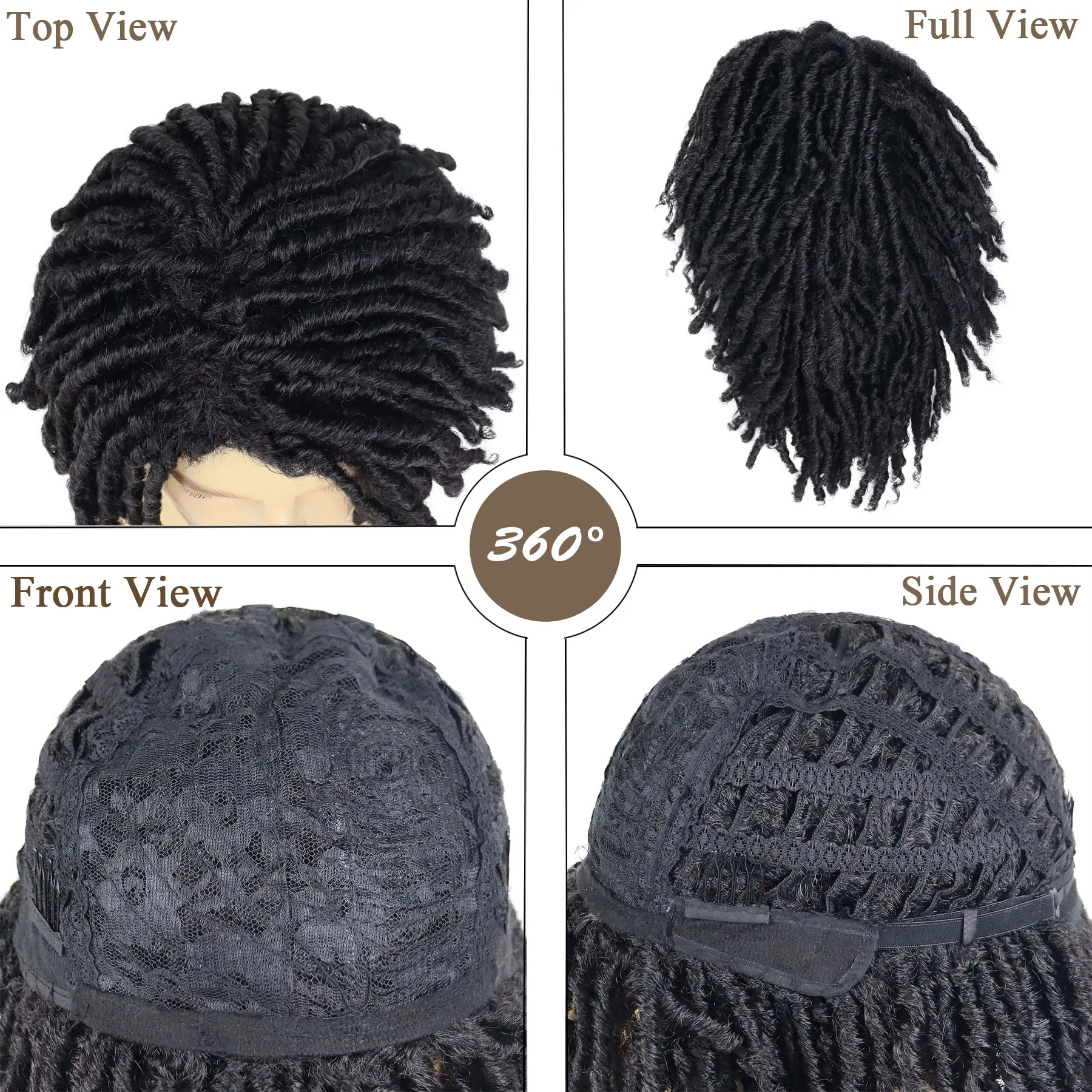 Synthetic Short Dreadlock Wig for Men Rasta Faux Locs Wigs Afro Bob Ombre Brown Twist Fake Hair Wig Natural Braid Wigs 14 Inches image 6