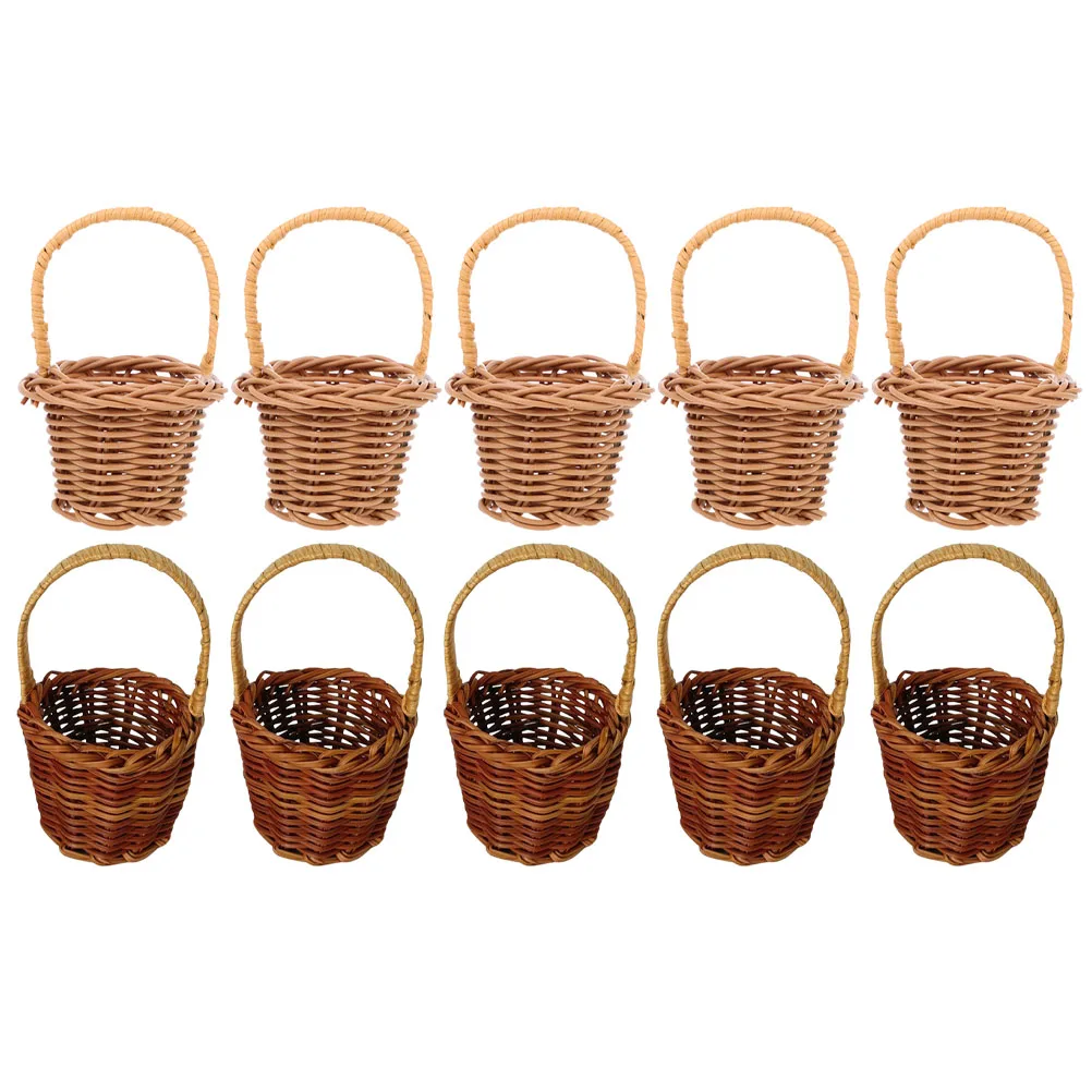 

10 Pcs Mini Flower Basket Tiny Woven Baskets Rustic Rattan Decor With Handle For Home Wedding DIY Party Favors