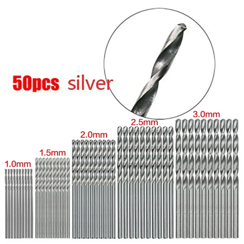 

50/100Pcs 1/1.5/2/2.5/3mm Titanium Plated High-speed Steel Titanium Coated Drill Bits Set For Metal Wood Aluminum Drilling Tools