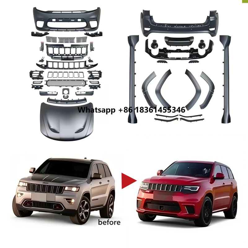 

For Grand Cherokee Upgrade SRT8 Style Facelift 2011-2016Y Bonnet Fenders SRT8 Grand Bodykit Front Bumpers Rear Bumper Hood Scoop