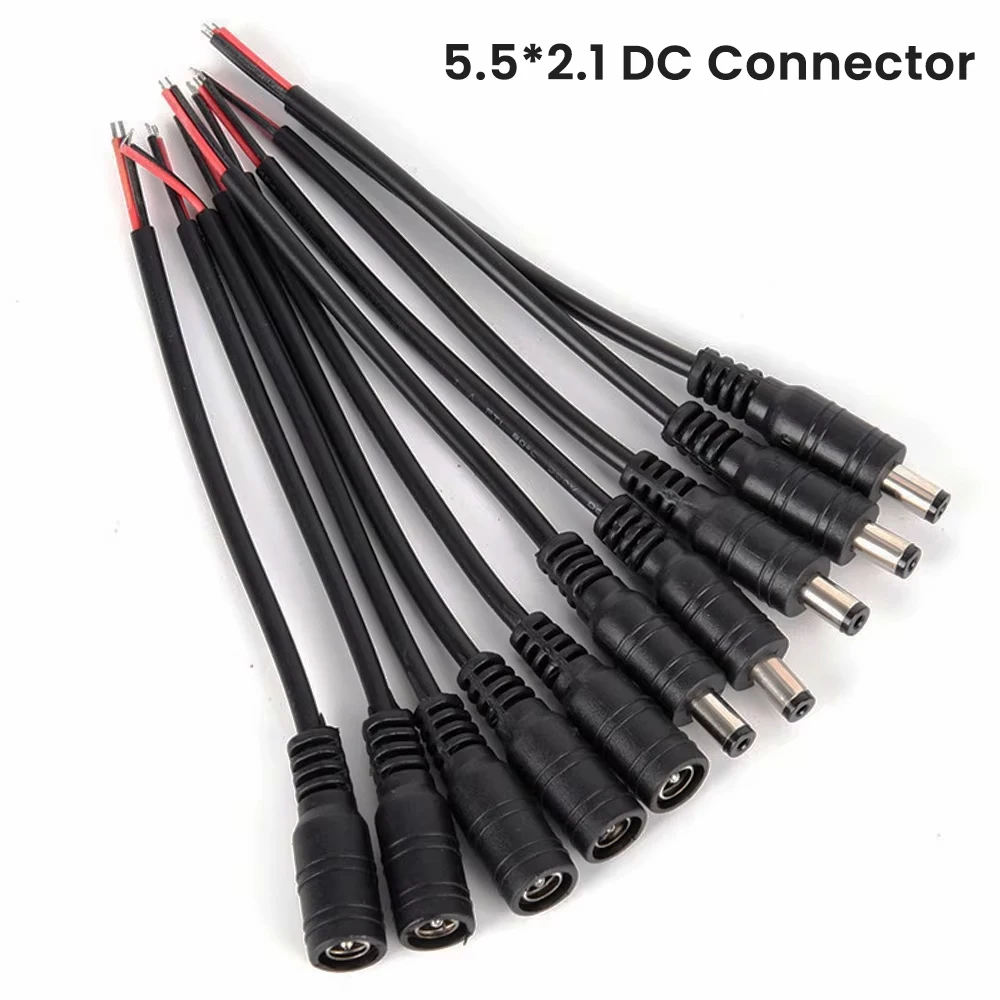 22AWG DC Connector 5.5x2.1mm Male/Female Power Cable Jack 15cm 5-12V Power Adapter Extension Wire For LED Strip Light CCTV