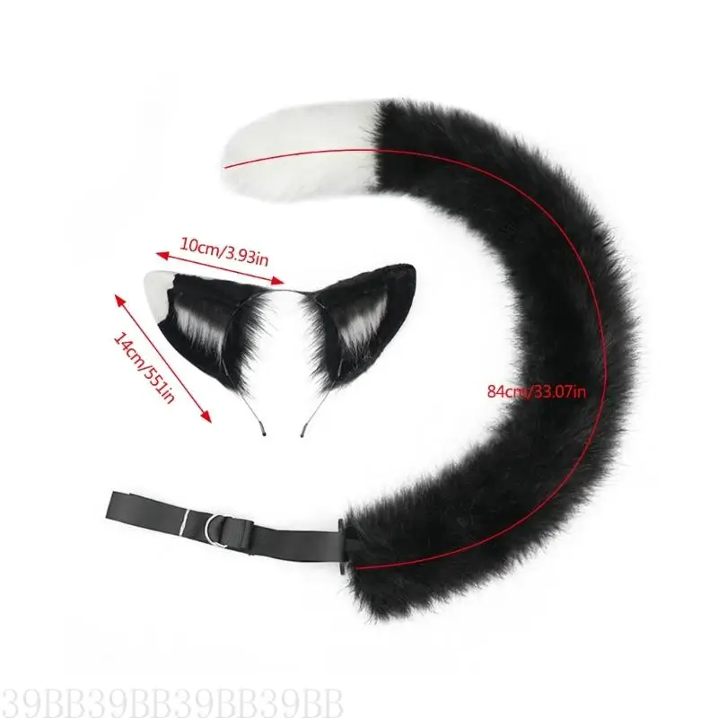 39BB Mèo sang trọng bằng tay Băng tay Headbands Fauxs Furs Đuôi